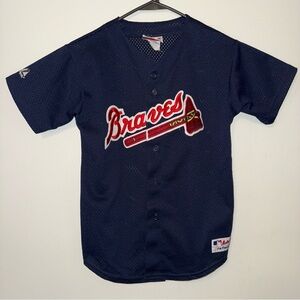 Vintage Atlanta Braves MLB Made In USA Majestic Jersey Javy Ortiz #8 Youth Med